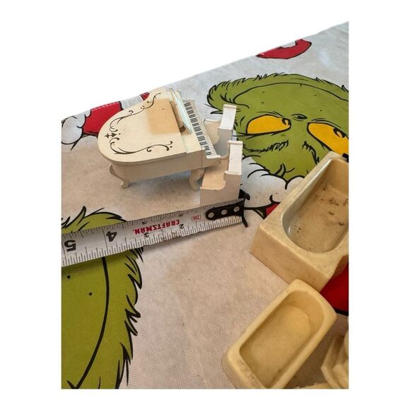 Vintage Lundby Dollhouse Furniture Grand Piano & Stools White Wood - Picture 5 of 6